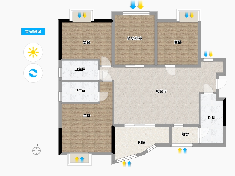 湖北省-咸宁市-泊林-二期泉韵-123.00-户型库-采光通风