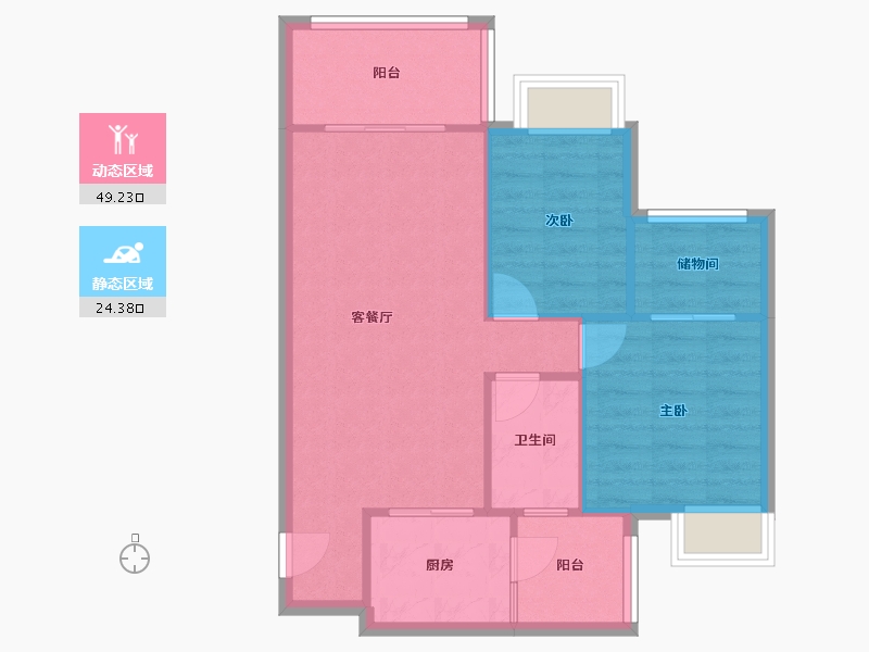 广东省-广州市-自在城市花园-自在闲庭-64.00-户型库-动静分区