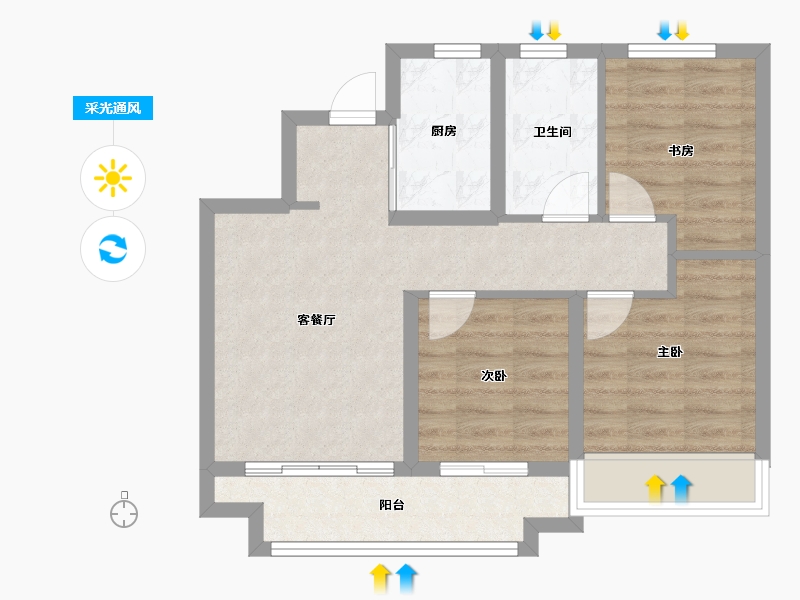 山东省-济南市-绿城春来晓园-73.00-户型库-采光通风