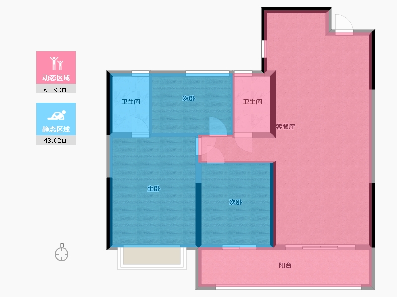 浙江省-宁波市-紫阙台-95.00-户型库-动静分区