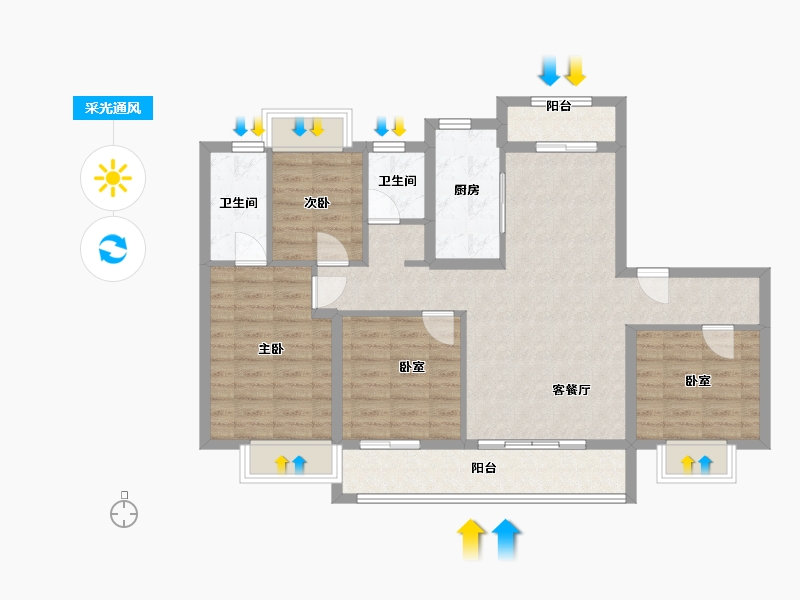 广西壮族自治区-贵港市-碧桂园交投中央上城-110.00-户型库-采光通风