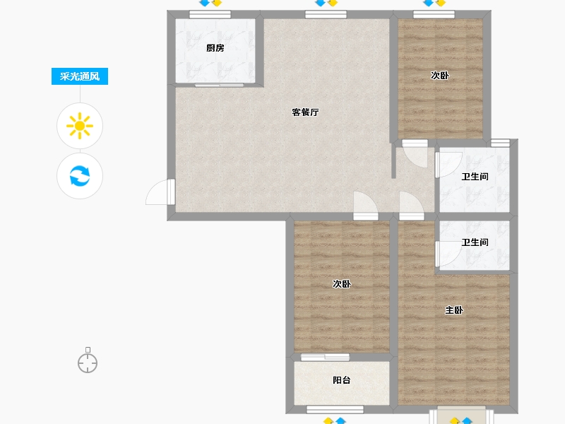 山东省-菏泽市-中华家园-94.00-户型库-采光通风