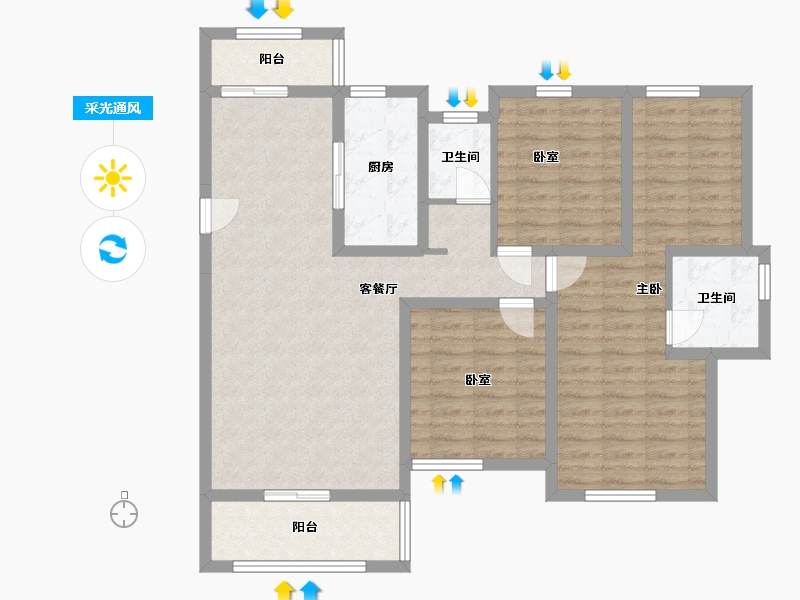 湖南省-长沙市-天翼花园-125.00-户型库-采光通风