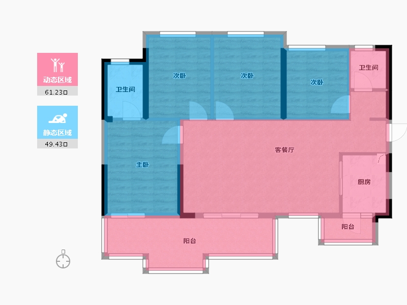 四川省-宜宾市-远达时代公园城-96.00-户型库-动静分区