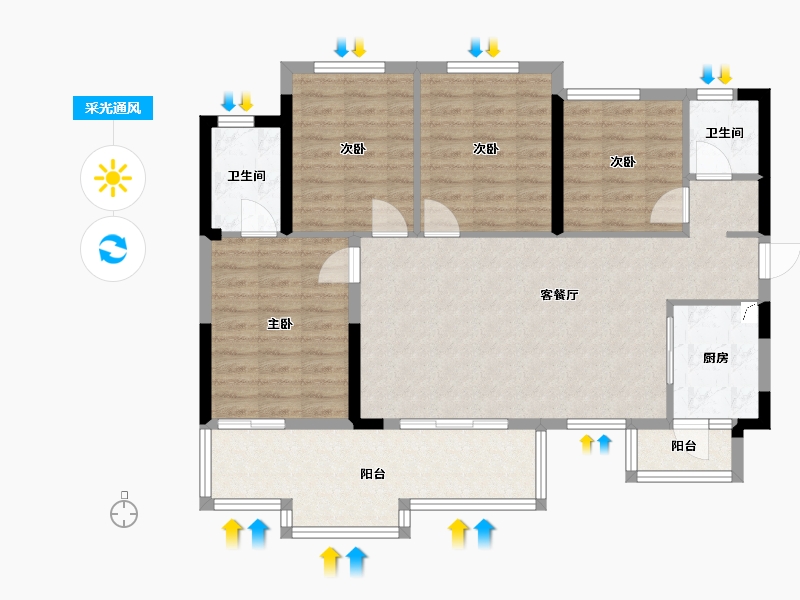 四川省-宜宾市-远达时代公园城-96.00-户型库-采光通风