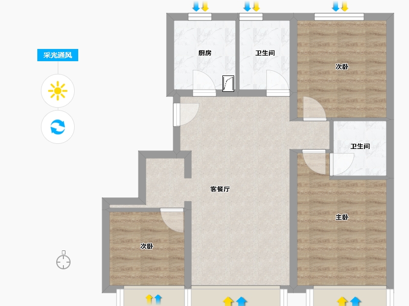 北京-北京市-融创亦庄壹号-78.18-户型库-采光通风