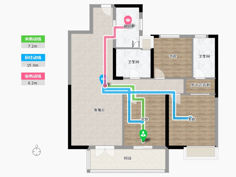 湖北省-武汉市-幸福时代大家-108.00-户型库-动静线