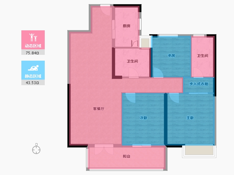 湖北省-武汉市-幸福时代大家-108.00-户型库-动静分区