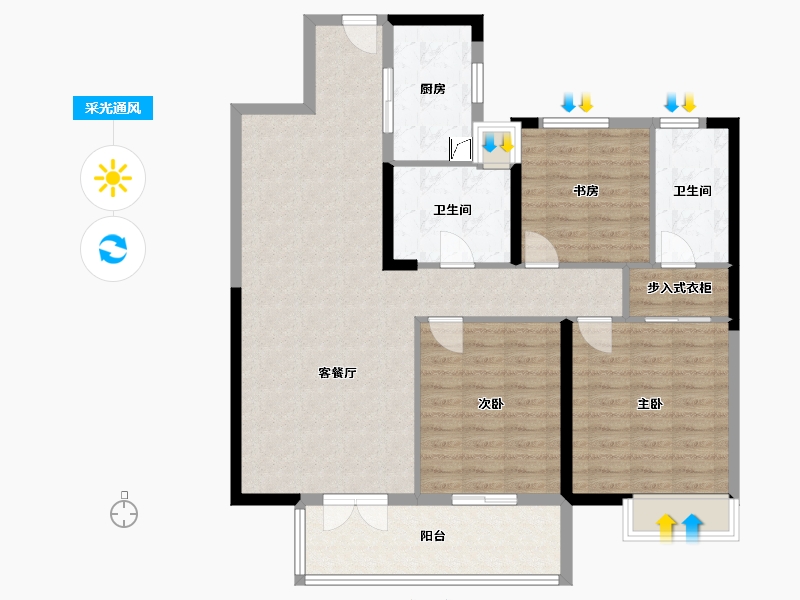 湖北省-武汉市-幸福时代大家-108.00-户型库-采光通风