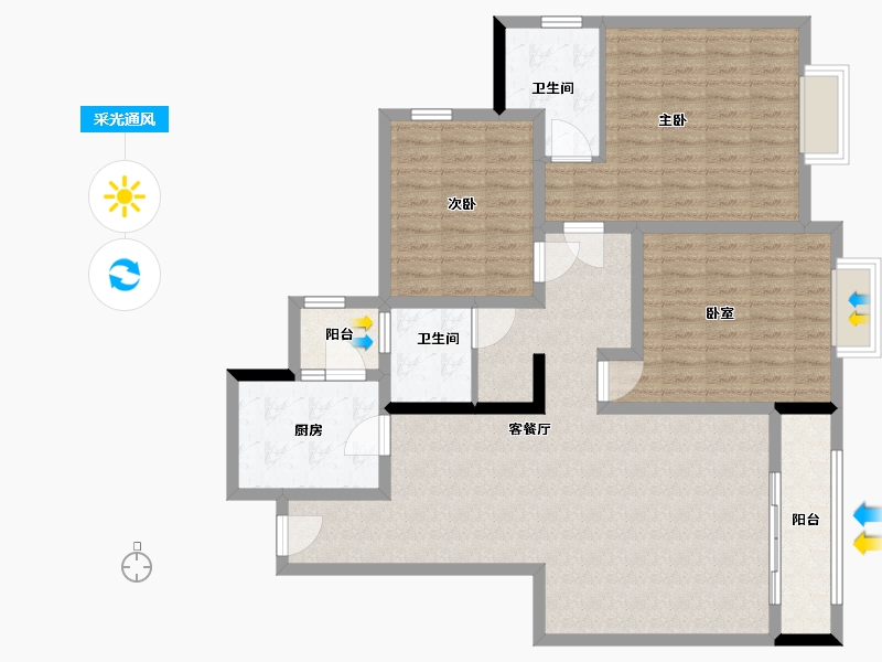 四川省-南充市-涵雅佳庭-121.00-户型库-采光通风