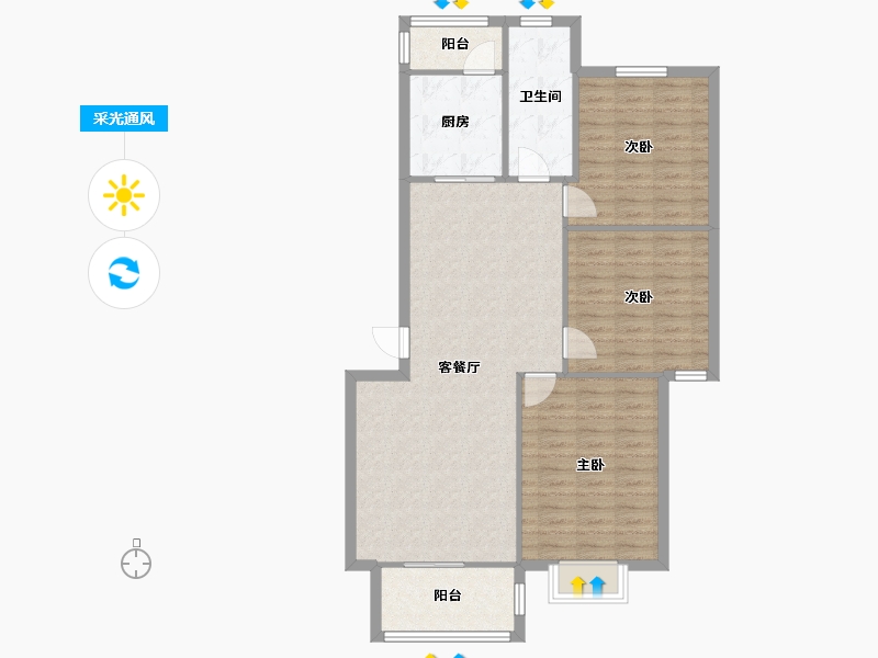 江苏省-南京市-淳东花园二期-98.85-户型库-采光通风