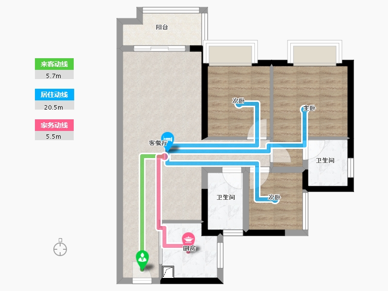 广东省-佛山市-美的翰湖苑-72.00-户型库-动静线