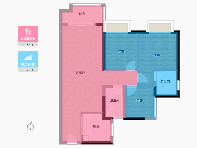 广东省-佛山市-美的翰湖苑-72.00-户型库-动静分区