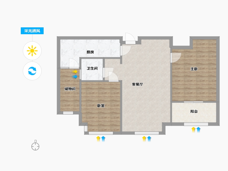 安徽省-合肥市-利港·银河新城-73.00-户型库-采光通风