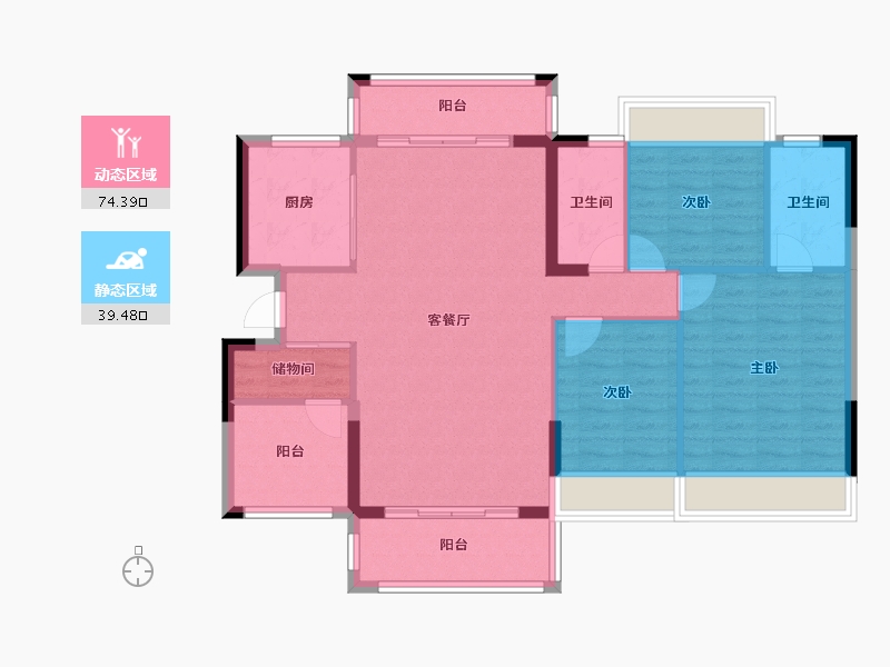 广东省-清远市-万基新翡翠上峸花园-101.47-户型库-动静分区