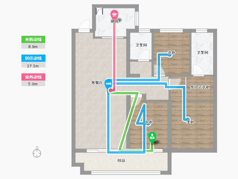 陕西省-宝鸡市-凤凰未来城-87.32-户型库-动静线