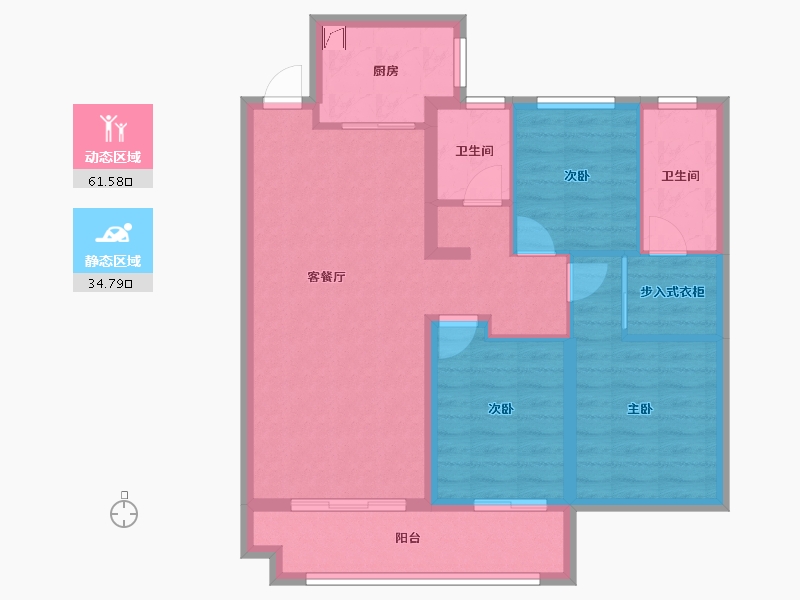 陕西省-宝鸡市-凤凰未来城-87.32-户型库-动静分区