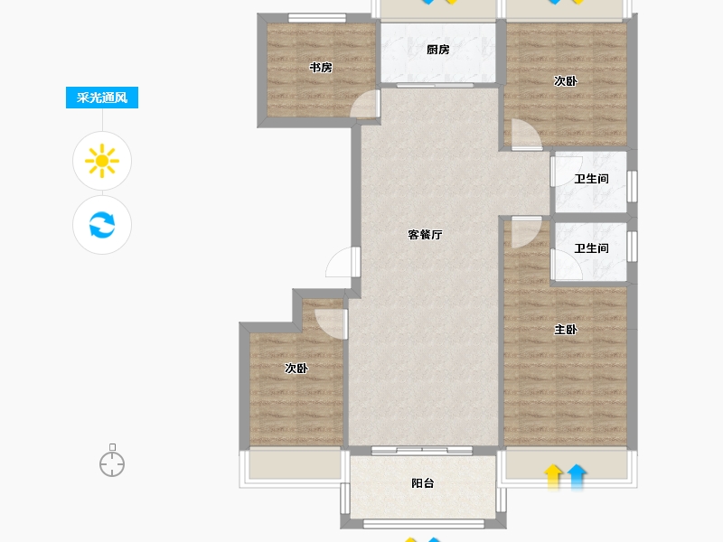 广东省-汕头市-阳柳·黄山名苑-99.00-户型库-采光通风