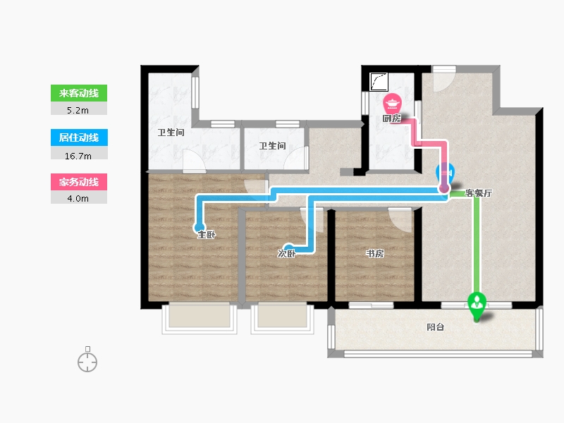 陕西省-西安市-金地中央公园-95.00-户型库-动静线