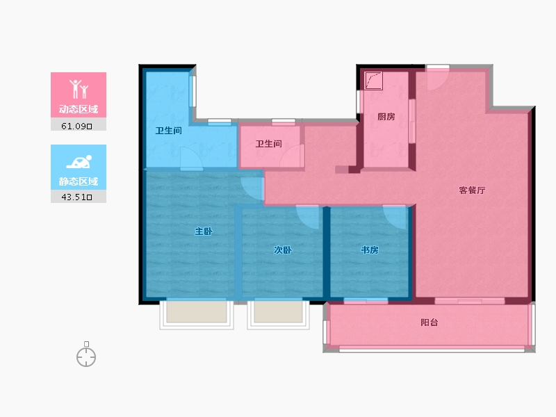 陕西省-西安市-金地中央公园-95.00-户型库-动静分区