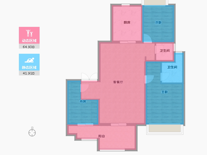 重庆-重庆市-吾悦公馆-97.00-户型库-动静分区