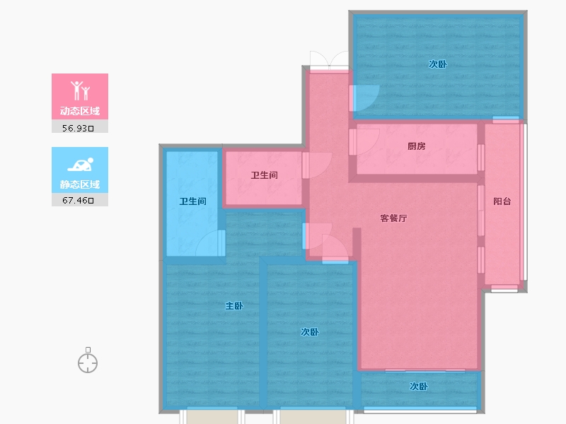 云南省-西双版纳傣族自治州-沙河郡-110.00-户型库-动静分区