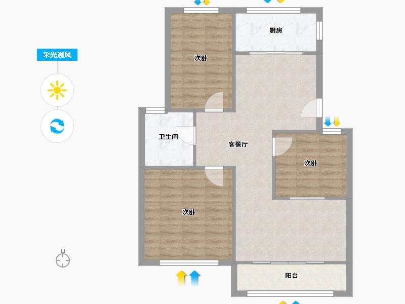 江西省-九江市-宜家居小区-80.00-户型库-采光通风