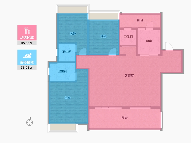 贵州省-毕节市-麒龙·香山美域-126.00-户型库-动静分区