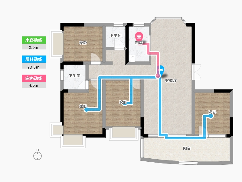 甘肃省-平凉市-芬芳源东区-105.00-户型库-动静线