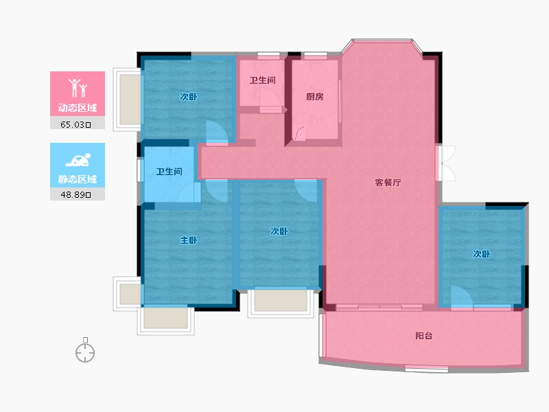 甘肃省-平凉市-芬芳源东区-105.00-户型库-动静分区