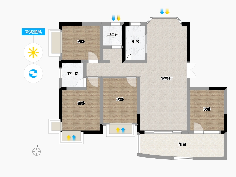 甘肃省-平凉市-芬芳源东区-105.00-户型库-采光通风