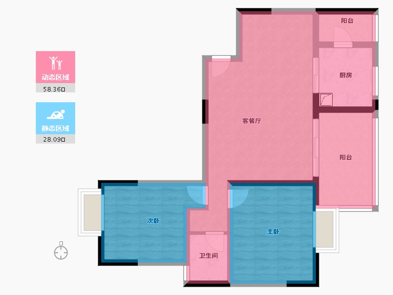 四川省-成都市-瀚林花园-75.00-户型库-动静分区