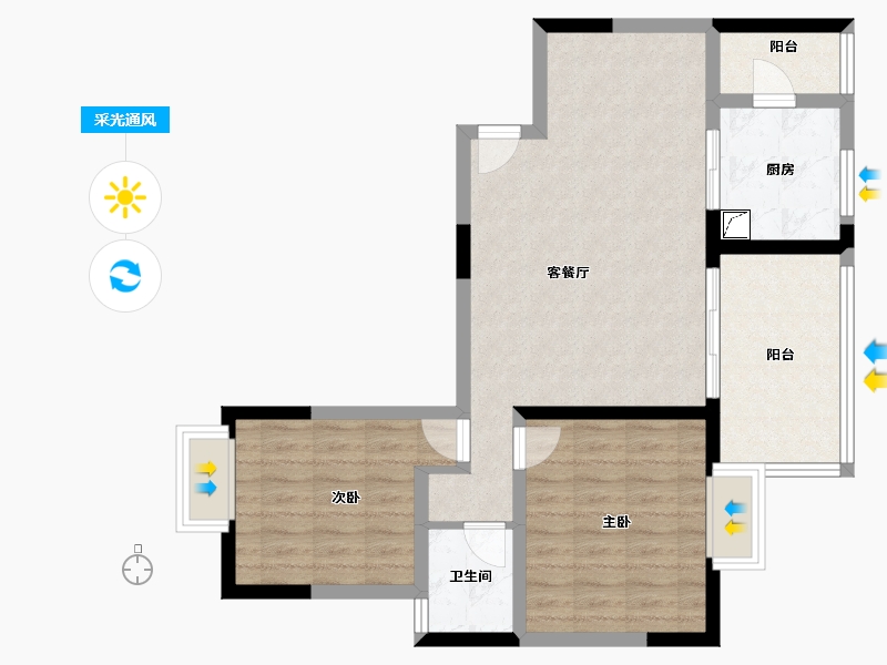 四川省-成都市-瀚林花园-75.00-户型库-采光通风