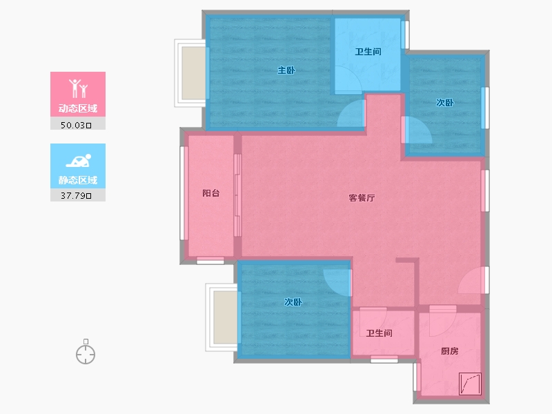 浙江省-宁波市-龙宸璟庭-77.87-户型库-动静分区