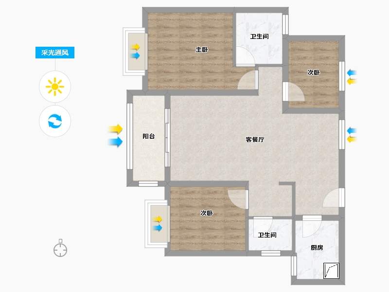 浙江省-宁波市-龙宸璟庭-77.87-户型库-采光通风