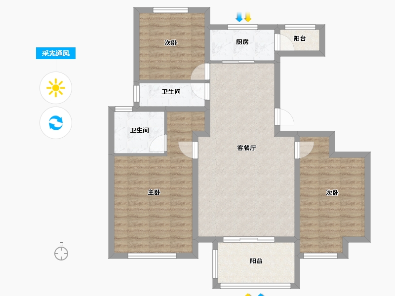 河北省-保定市-朝阳首府澜园-95.00-户型库-采光通风