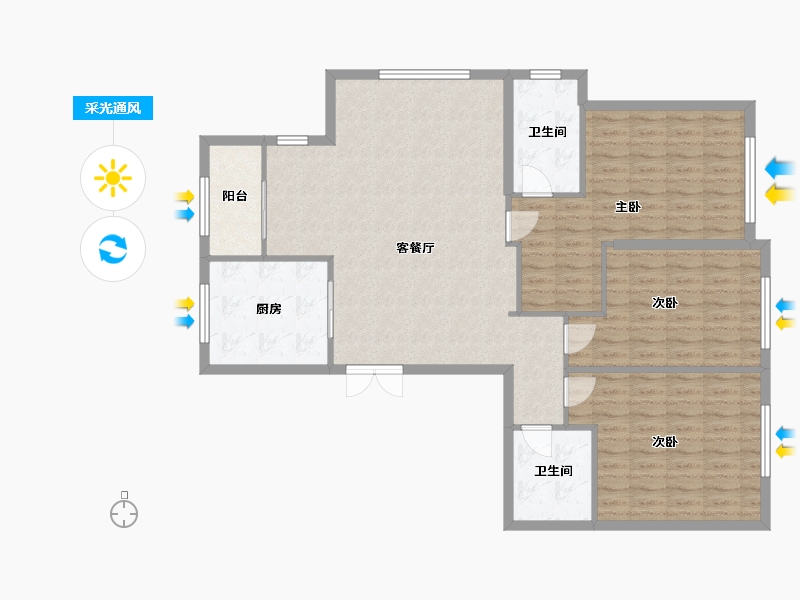 浙江省-温州市-金城华府-120.00-户型库-采光通风