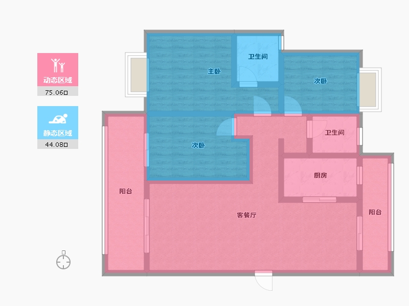 湖北省-宜昌市-白洋新城-105.00-户型库-动静分区