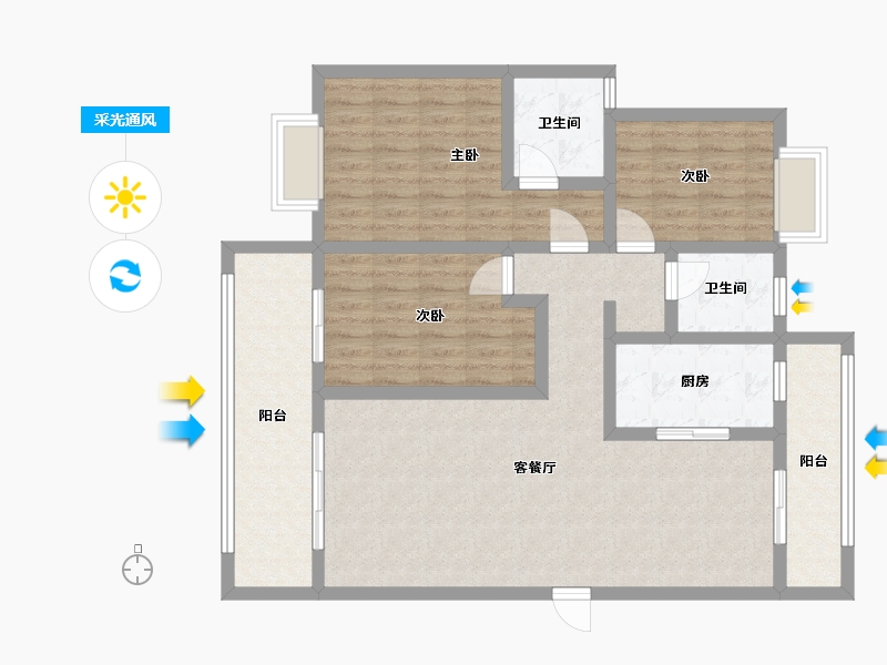 湖北省-宜昌市-白洋新城-105.00-户型库-采光通风