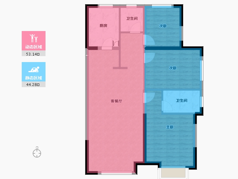 陕西省-西安市-绿城西安全运村4期-88.00-户型库-动静分区