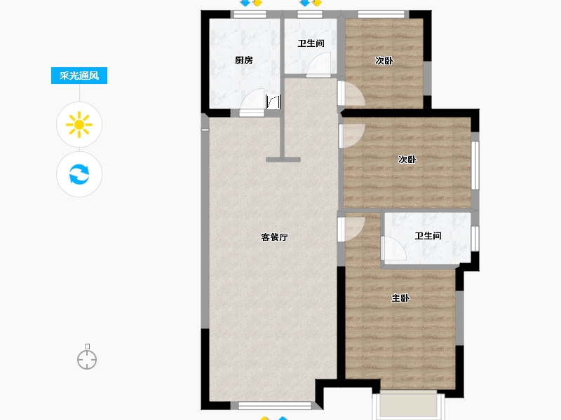 陕西省-西安市-绿城西安全运村4期-88.00-户型库-采光通风