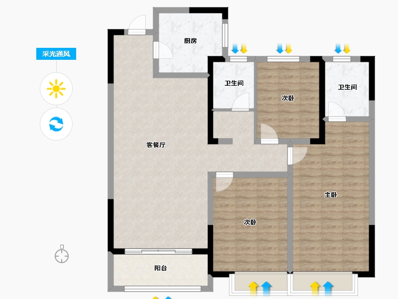 河南省-南阳市-一品新天地-110.00-户型库-采光通风