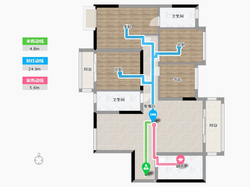 湖南省-长沙市-坪山家园-140.00-户型库-动静线