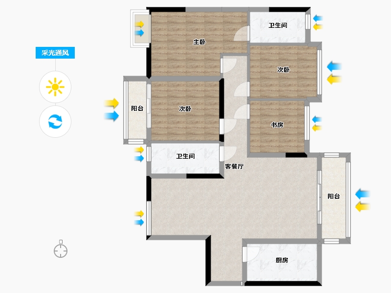 湖南省-长沙市-坪山家园-140.00-户型库-采光通风