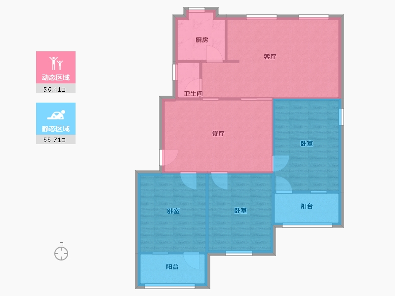 湖南省-长沙市-长监宿舍-103.00-户型库-动静分区