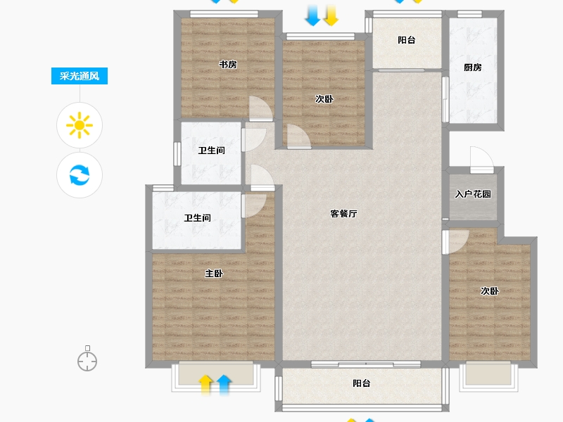 河南省-濮阳市-中房越秀城二期-140.99-户型库-采光通风