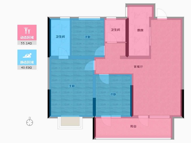 山东省-青岛市-梧桐苑-85.00-户型库-动静分区