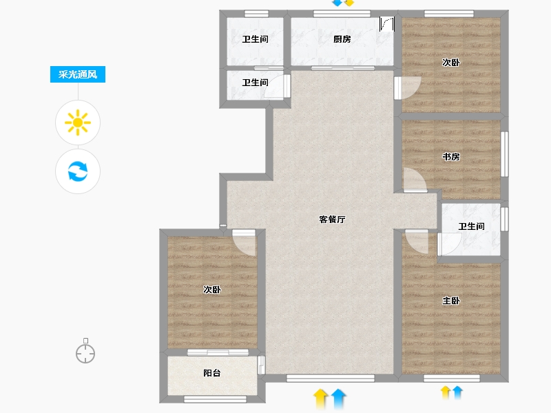 山东省-潍坊市-方山公馆-112.00-户型库-采光通风