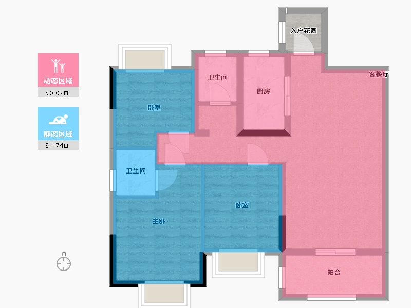 湖北省-襄阳市-阳光壹号-83.83-户型库-动静分区