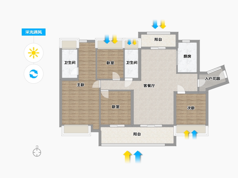 广东省-惠州市-碧桂园天熹花园-115.00-户型库-采光通风